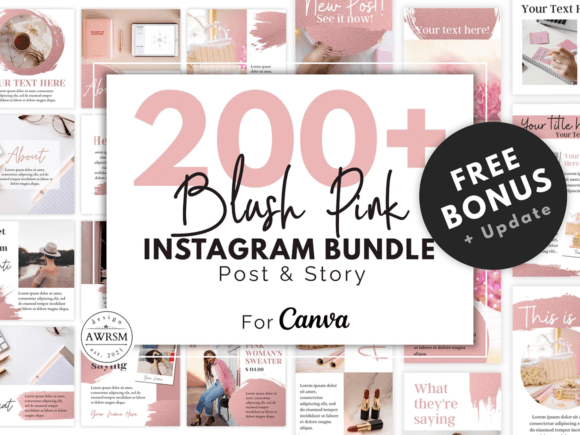 Download 200 Blush Pink Instagram Template Kit - Instagram Collection